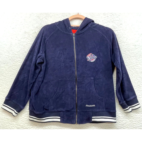 Reebok Tops - Reebok Hoodie Womens Large Blue Detroit Pistons Crop Velour Vintage 90s Retro